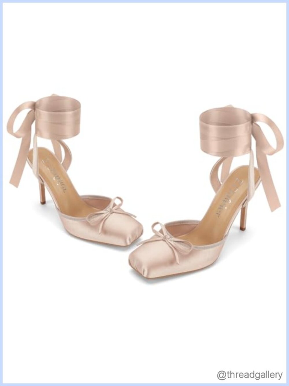 Satin Ballet Heels Square Toe Slingback Pumps Lace-Up Stiletto 3.9 Inch